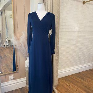 Bishop Sleeve Maxi Dress || Navy